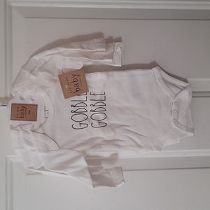 Rae Dunn Gobble Gobble, Thankful, Blessed Bodysuits:3 PACK: NWT: 3-6 MTH